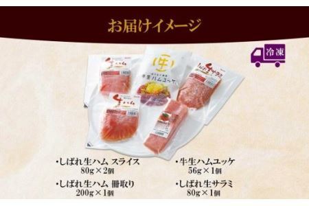 しばれ生ハム 4種 オードブル セット 生ハム サラミ ユッケ 豚肉 ブロック スライス 燻製 おつまみ パーティー 冷凍 ギフト バルナバハム バルナバフーズ 送料無料 北海道 札幌市