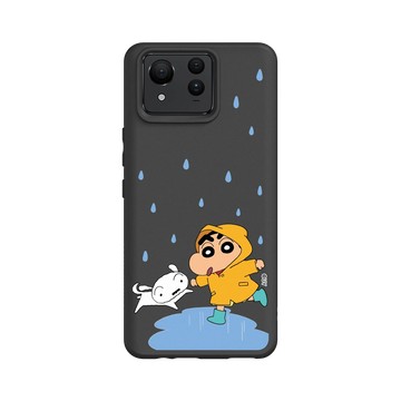 Zenfone 11 Ultra SolidSuit 黑 - 蠟筆小新 Crayon Shinchan - 小新小白雨天散步