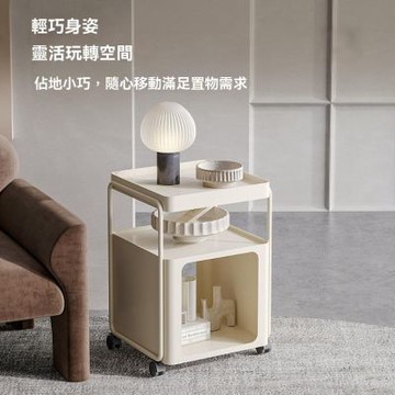 【匠俱】邊几40-40-59cm-鐵藝款(簡約現代鐵藝帶輪沙發角几 家用客廳可移動小茶几 邊櫃 小桌子)