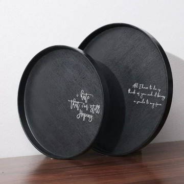 黑色托盤風木紋圓放水杯家用收納盤速賣通跨境一件批發廠家