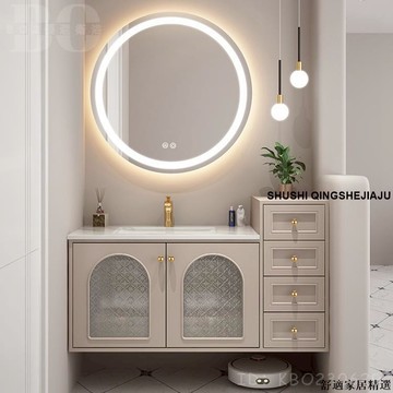 免運 可開發票 【破損包賠】現代簡約橡木浴室櫃組合法式輕奢衛生間洗手臺盆實木衛浴櫃組洗漱臺BOW18