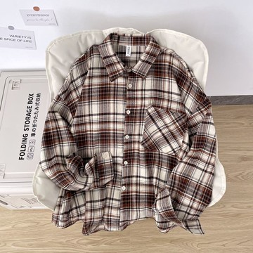 秋季新款條紋長袖襯衫男日系寬鬆潮流百搭休閒襯衫外套男