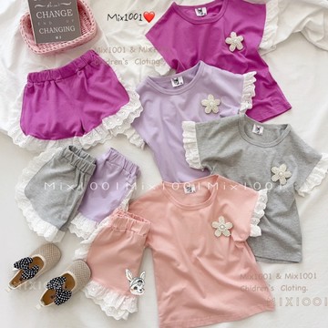 🌈✨mix1001超值組合👍🏻珍珠白花朵套裝 ✨兒童波浪緹花滾邊套裝 5-17