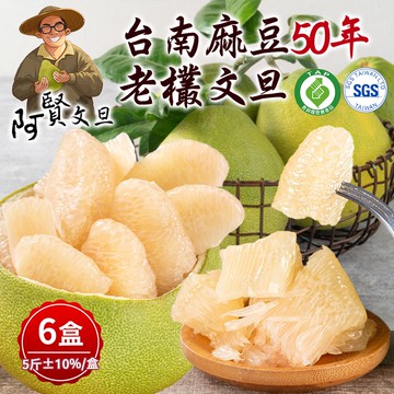 【阿賢文旦】50年老欉文旦禮盒5斤x6盒(5-7顆/盒_果園直送_特選等級_中秋禮盒_柚子)