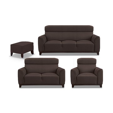 ASSARI-善太郎1+2+3人座貓抓皮沙發(含腳椅)咖啡