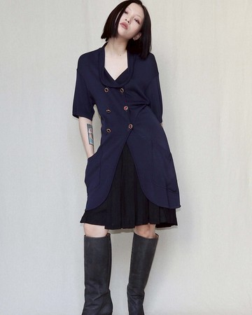 南瓜Vintage。FENDI 海軍藍 五分袖 雙排扣 外套