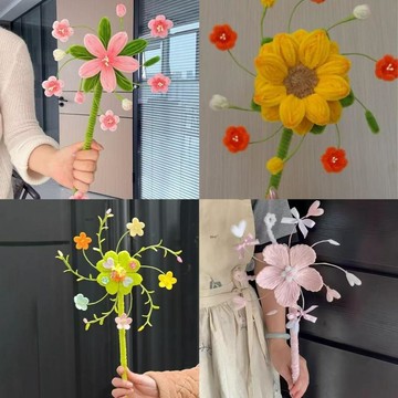 ❀【花中世界】❀（成品）春日桃花風車扭扭棒手工花成品拍照道具閨蜜禮物氛圍感裝