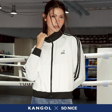 SO NICE X KANGOL聯名 輕量五合一防潑水涼感原紗防曬立領撞色拼接蕾絲棒球外套