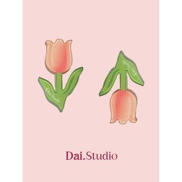 黛組學原創「漸變郁金香」小眾花卉甜美耳飾彌散chic風設計感耳環