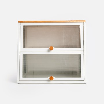 Home Zone 北歐風木天板雙層烤漆置物櫃 38x26.7x34cm