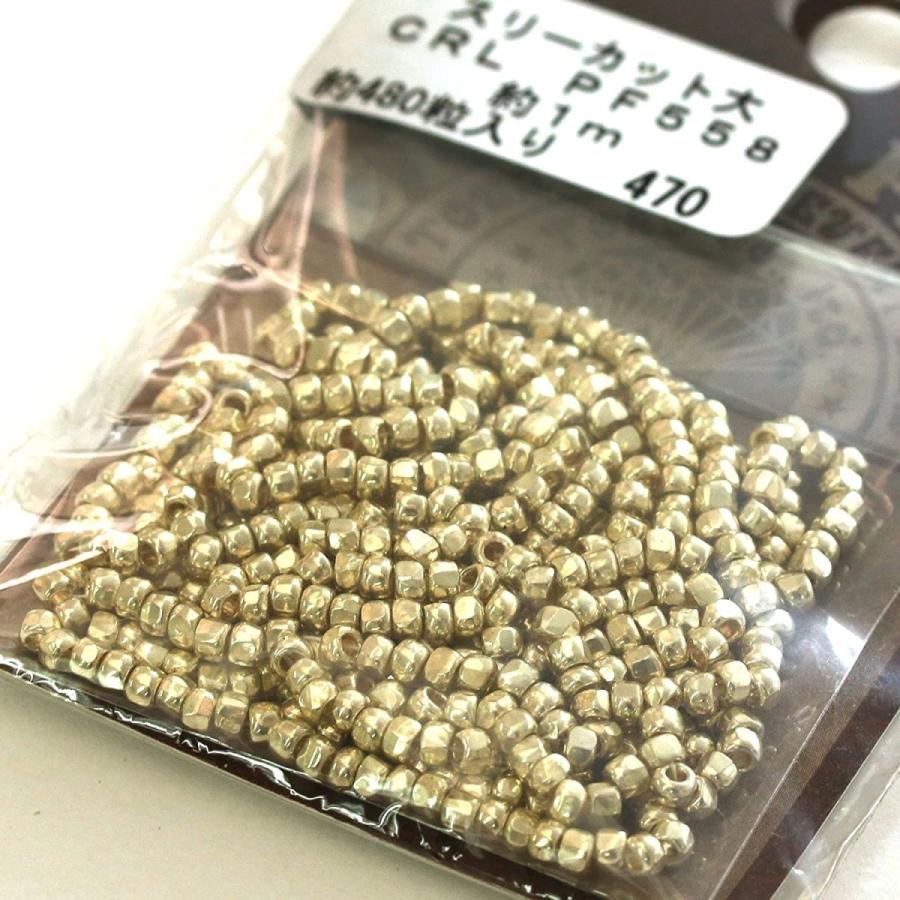 TOHO PFビーズ スリーカット大 外径約3mm 約1m 480粒入(約1m糸通し) シャンパンゴールド 3CML-PF558