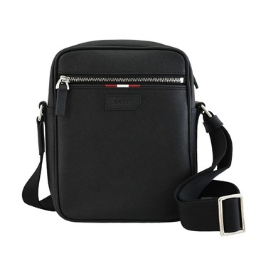 BALLY 6233876 PABLO 經典壓印LOGO經典防刮斜背包.黑
