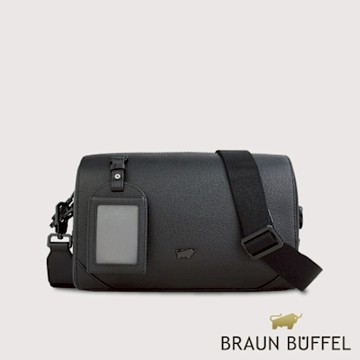 【BRAUN BUFFEL 德國小金牛】台灣總代理 斯萊特-A 波士頓斜背包-黑色/BF565-36-BK