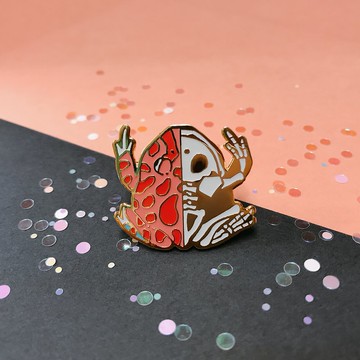 粉紅解剖角蛙 草莓蛙 兩生類 青蛙 琺瑯金屬徽章/胸章/胸針/別針