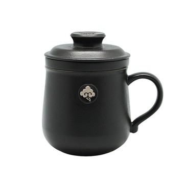 LOHAS 雲中錦書蓋杯-禪風黑 300ML 辦公室茶杯 獨享杯 泡茶杯