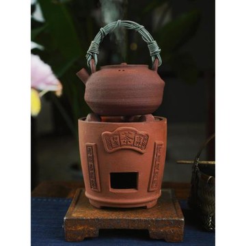 潮州燒碳工夫茶爐風爐紅泥爐木炭溫茶爐中式復古橄欖炭爐涼爐煮茶