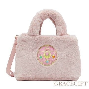 【Grace Gift】美少女戰士Crystal變身器毛毛手提斜背包 粉｜禮物推薦