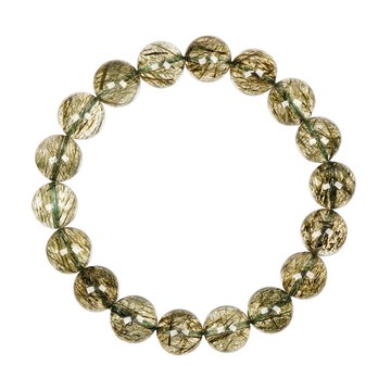 【正佳珠寶】綠碧髮晶 頂級滿絲透體 10.8-11.3mm 綠碧髮晶手珠