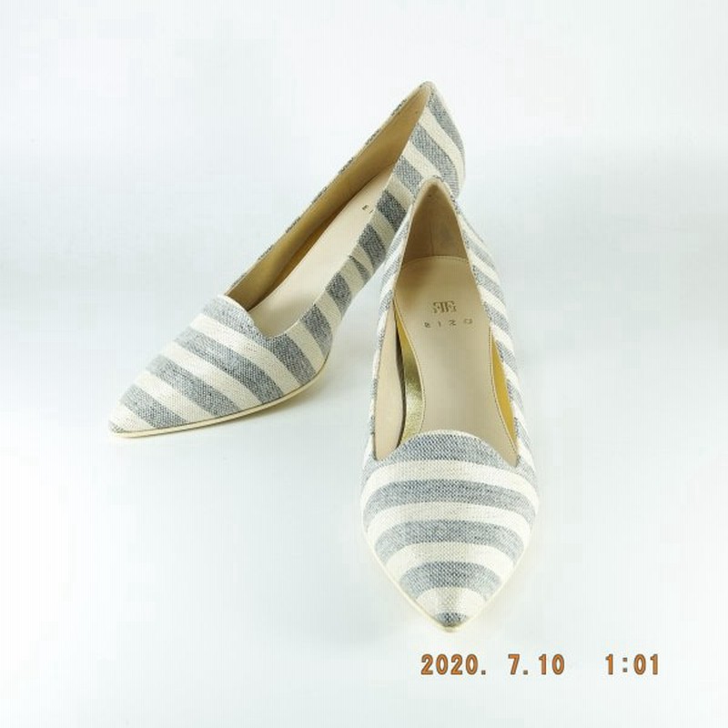 エイゾー 靴 セール エイゾー パンプス Gy St シロ グレー ポインテッドトゥ パンプス ヒール ボーダー柄 ラメ入 オシャレな 痛くないパンプス レディース 通販 Lineポイント最大0 5 Get Lineショッピング