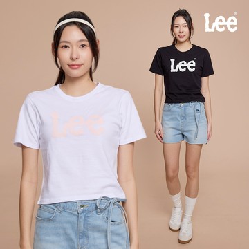 Lee 大LOGO短版短T 女 黑色 白色 卡其 LB602054