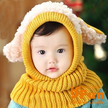 【iSFun】綿羊斗篷＊連帽披肩圍脖/黃