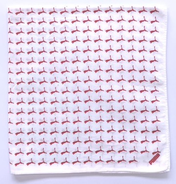 復古 PUMA 絲巾，19.5 x 20 英吋，白色，棉質，節日禮物