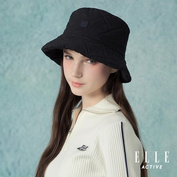 ELLE ACTIVE-絎縫雲朵可收納漁夫帽-黑