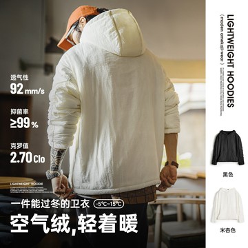 馬登工裝 美式氣絨套頭口袋大學T圓領連帽通勤刷毛保暖廓形外套男冬