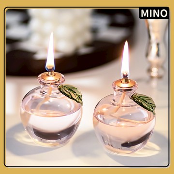 蘋果玻璃復古油燈燭台【台灣現貨】創意蘋果玻璃油燈 南瓜油燈 簡約現代居家裝飾小擺件 無菸酥油燈 玻璃燭台 電子發票