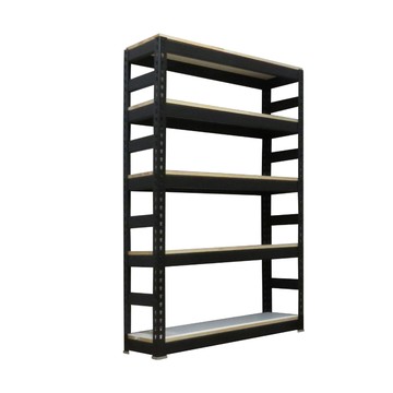 【空間特工】消光黑免螺絲角鋼書櫃-五層120x30x150cm