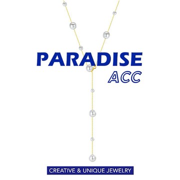 PARADISE 法式 氣質 流蘇 珍珠 Y型 項鍊 鈦鋼 不過敏不掉色 溫柔風 滿天星