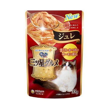 Unicharm嬌聯 三星美食美味極致肉凍鮪魚+鰹魚+鮭魚*6