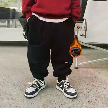 男童春秋秋冬運動中大童紫色衛褲運動褲新款長褲男孩兒童加厚褲子 男童長褲 秋冬保暖褲子 韓版 中小童 休閒褲 兒童衛褲