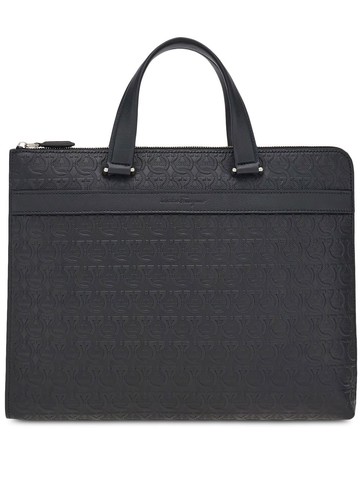 Ferragamo - Gancini-pattern laptop case - men - CALFSKIN - One Size - Black