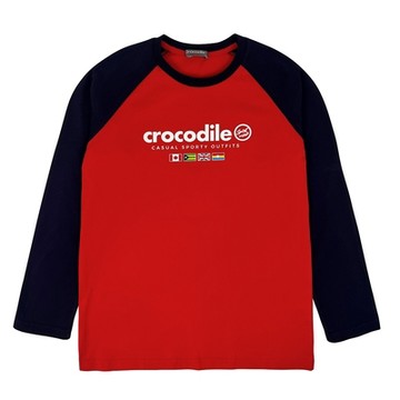 Crocodile Junior小鱷魚童裝-LOGO印圖撞色T恤 U64409-大版