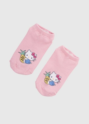 Hello Kitty系列．舒棉踝襪(粉紅-鳳梨KT)
