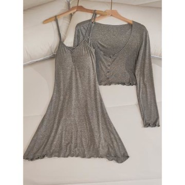 莫代爾睡裙女四季薄款甜美純欲風吊帶睡衣裙春夏秋冬帶胸墊家居服