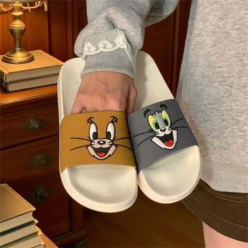 湯姆貓杰利鼠外穿情侶涼拖鞋防滑居家男女ins正版貓和老鼠拖鞋夏