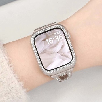 【山水之寶】Apple Watch 7/8/9 41mm保護殼 閃鑽電鍍邊框保護殼