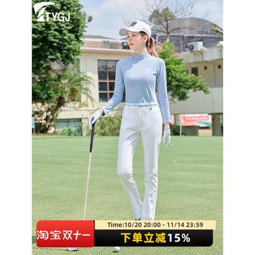 高爾夫褲子女褲秋冬中腰修身長褲防水運動球褲 彈力修身女士服裝