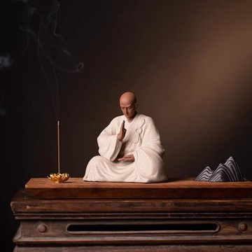 中式紫砂小和尚擺件禪意家居佛系小沙彌辦公室桌面陶瓷裝飾品擺設