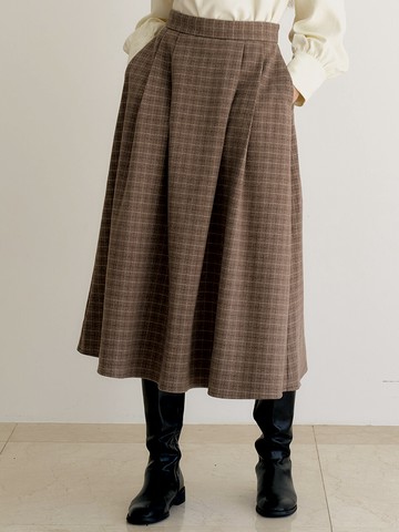 1371 Flared Long Skirt (Brown)