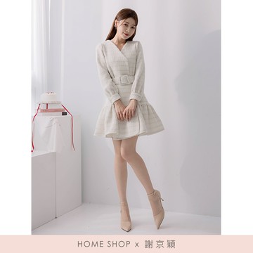 官網首發【謝京穎 聯名系列】HS 香風千金羊毛短洋裝 典雅杏
