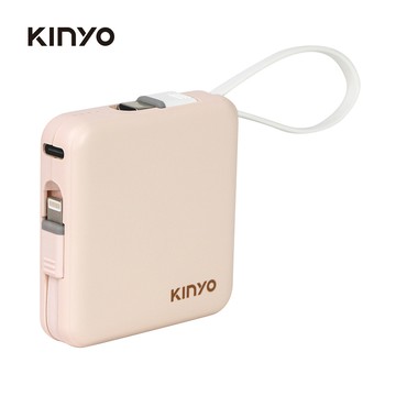 KINYO - 5000mAh 小方塊雙線夾心隨手充 KPB-2302-粉色