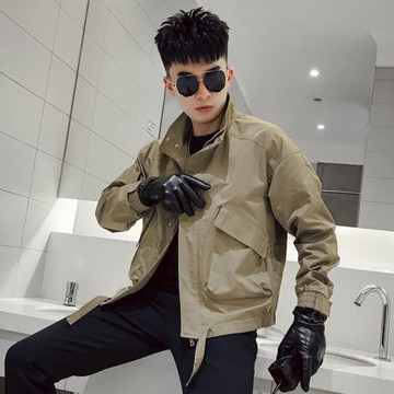 春秋季外套男韓版潮流寬松短款工裝夾克男裝潮流網紅痞帥休閑褂子
