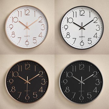 塑料靜音掛鐘 創意時尚客廳立體數字刻度掛鐘 鐘表批發 12寸30CM 樂樂百貨