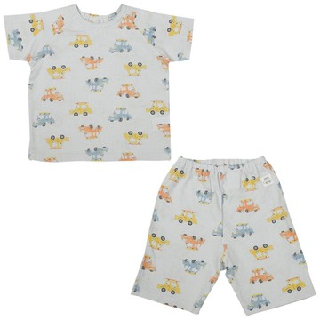 akachan honpo - 幫助睡眠短袖家居服-汽車-淺藍色