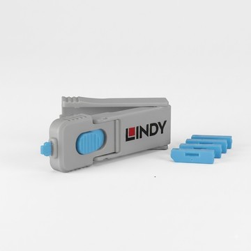 LINDY DISPLAYPORT 專用鑰匙及阻塞器(1 KEY + 4 LOCK)，藍色 40324