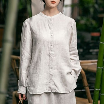 亞麻長袖開衫外套121542C