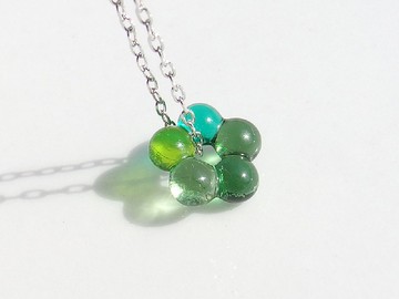 小花琉璃（Petit Hana [祖母綠]）鍊式項鍊【棉線，銀925可選】【定做】